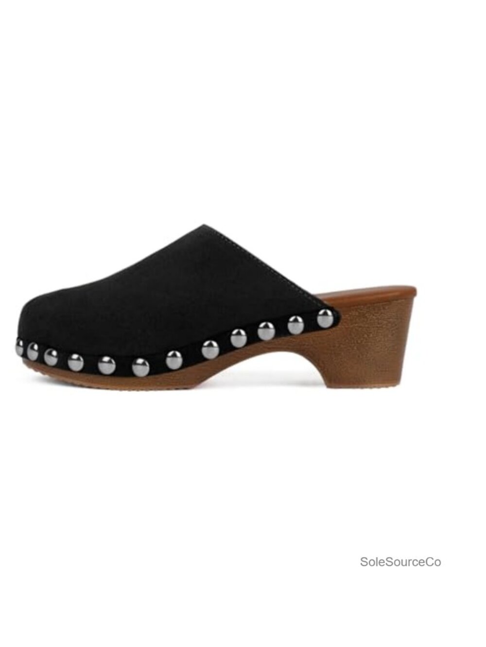 Studded Platform Mules Slip On Low Heels Suede Clogs
